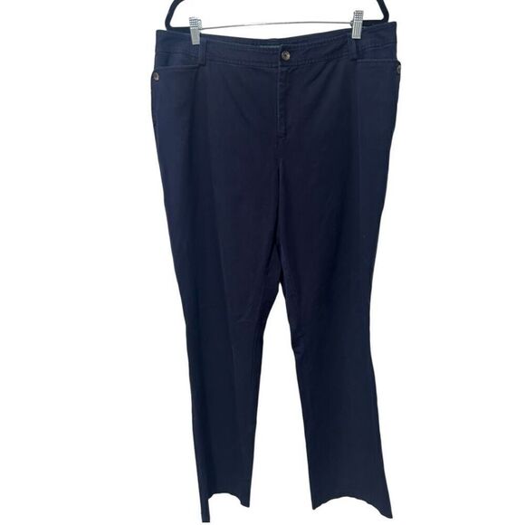 Lauren Ralph Lauren Flat Front Straight Ankle Pants Dark Blue Plus Size 16W - Picture 1 of 12